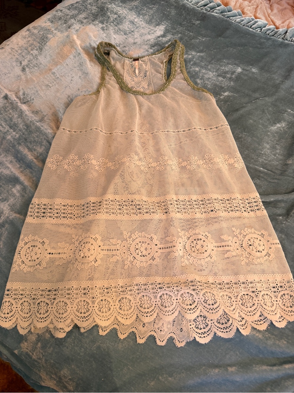 Mint Green Lace Tank Dress withTrim